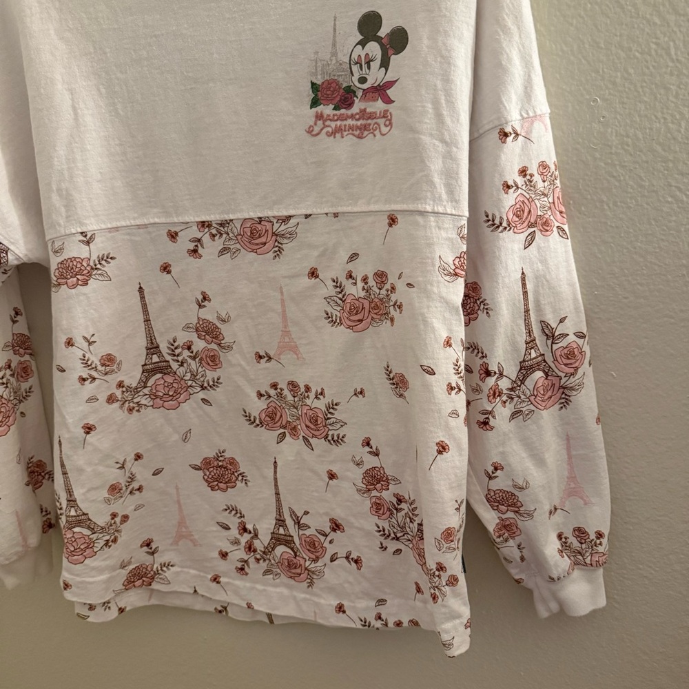 Disney Floral Mickey Mouse Shirt - White and Pink Epcot Paris - Picture 3 of 7